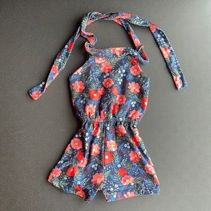 Baileys Blossoms Halter Top Floral Romper